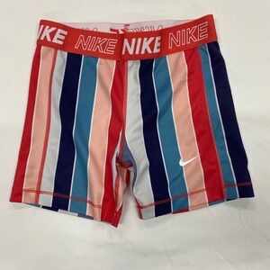 Nike Pro Dri-FIT Womens Compression Shorts Multicolor Striped Size L 3" inseam